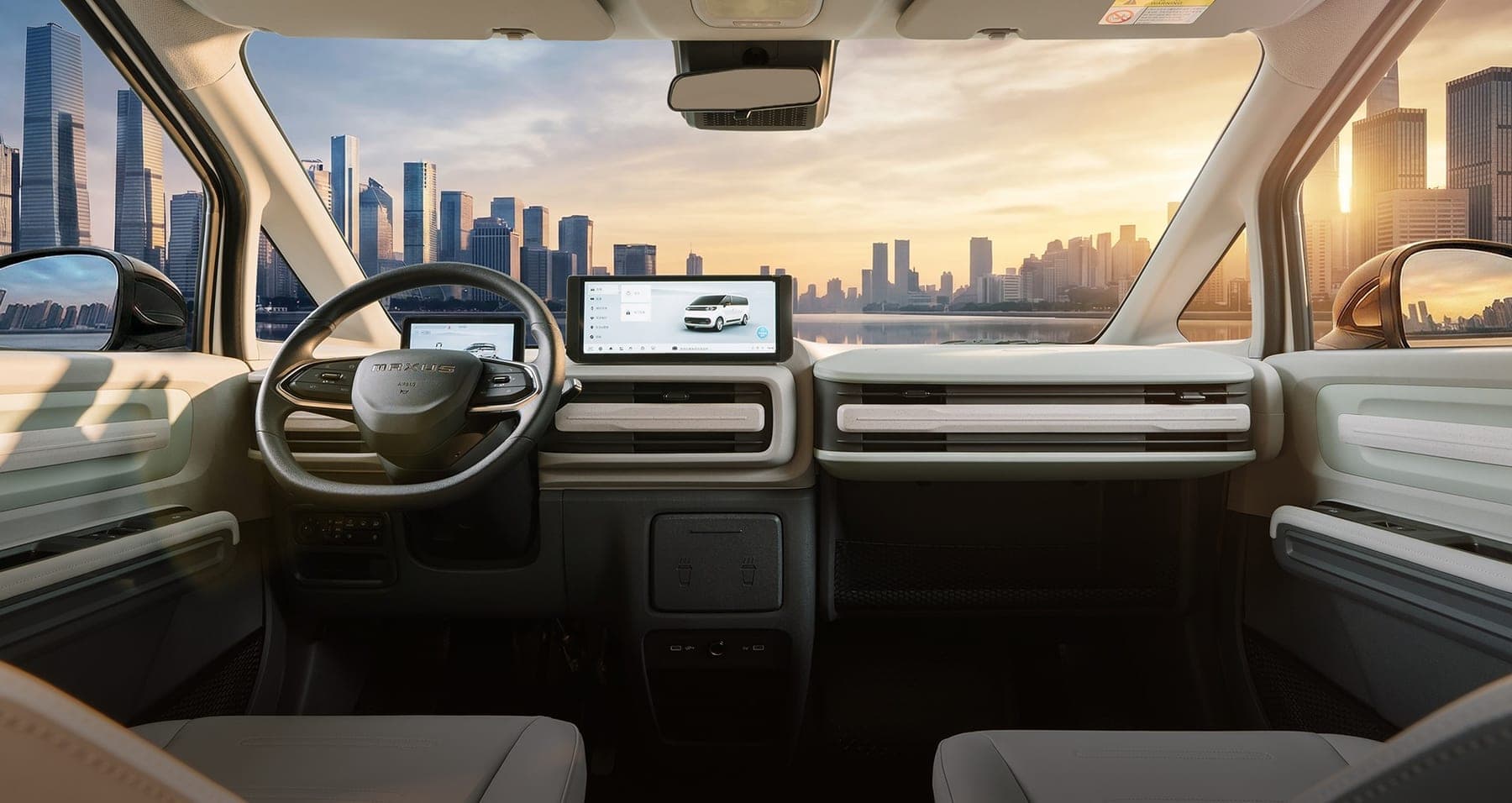 2026 MAXUS Dana M1 Electric Van — Nine-Seat Electric Passenger Van for export, dashboard and 12.3-inch touchscreen