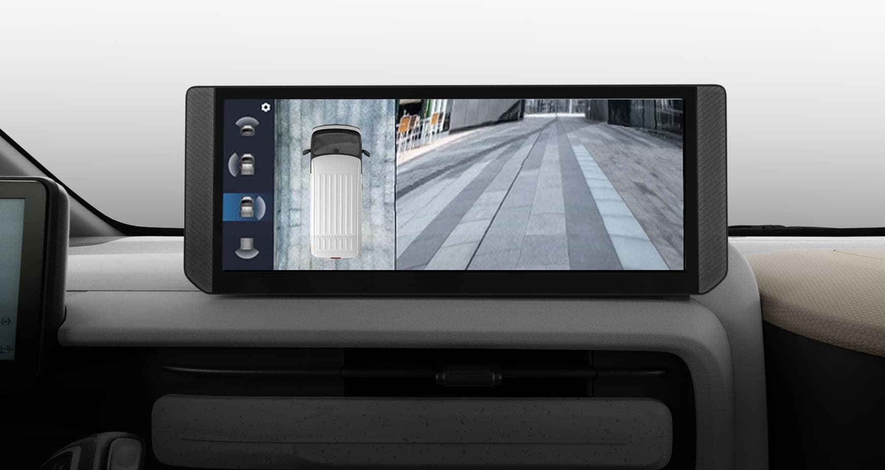 2026 MAXUS Dana V1 Electric Van — Compact Electric Cargo Van for export, 360-degree camera view on the touchscreen