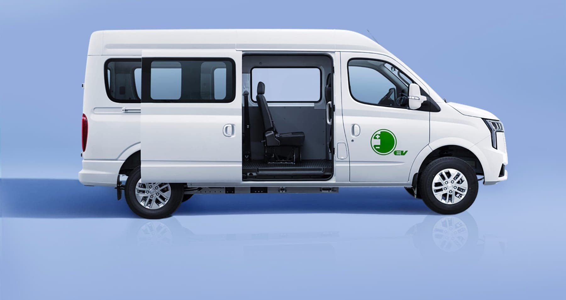 2026 MAXUS EV80 PRO — Electric Panel Van for export, side view with the sliding door open