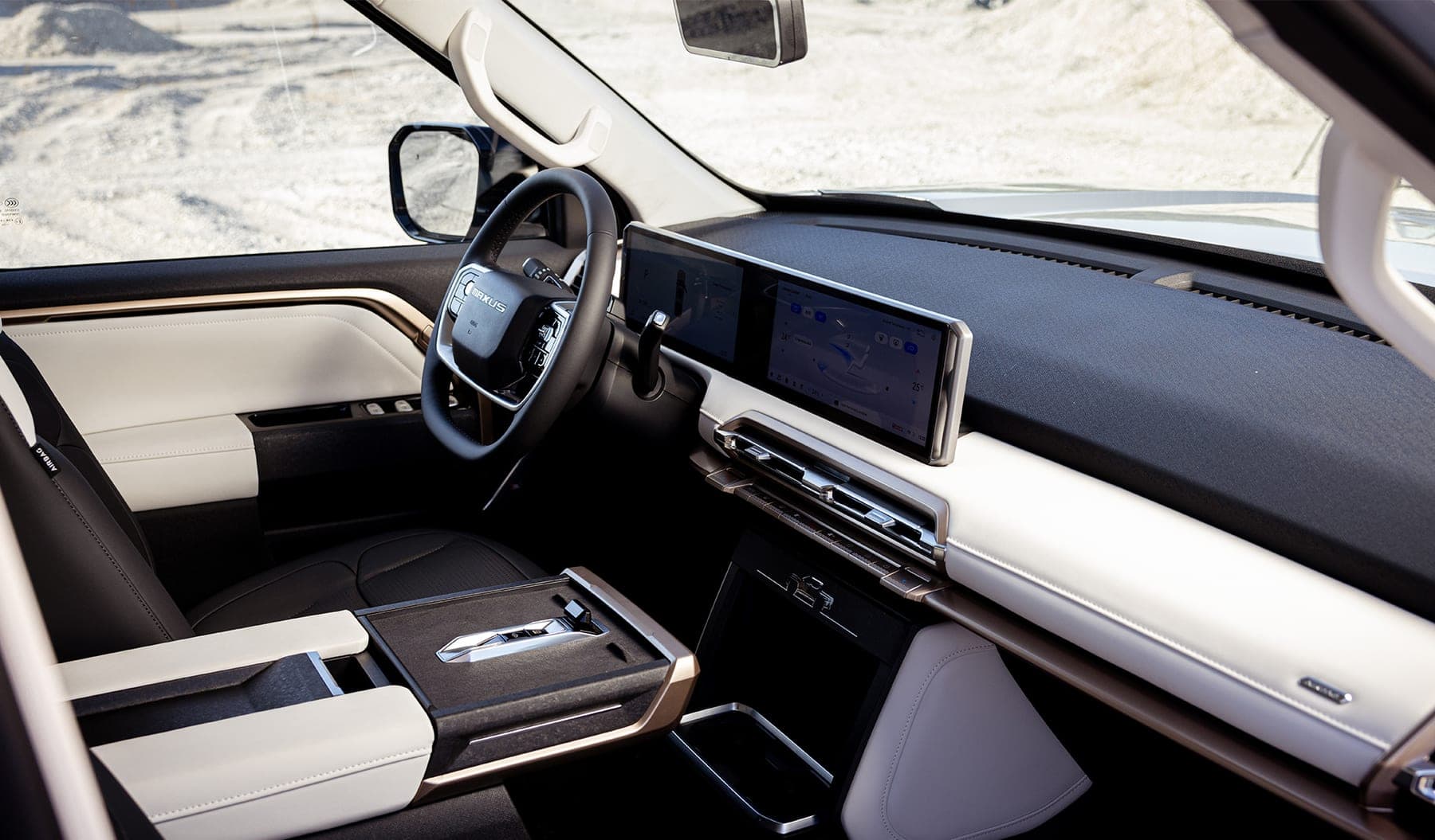 2026 MAXUS eTerron 9 — Double Cab Electric Pickup Truck for export, front cabin interior